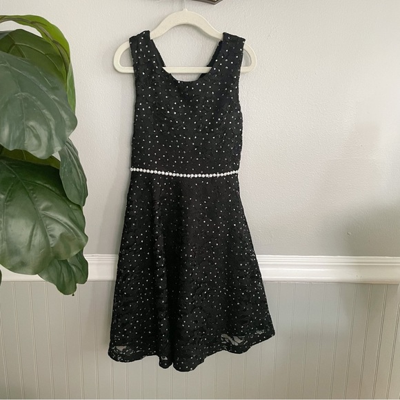 Speechless Other - Speechless Kids Black Lace Silver Metallic Dress Size 7